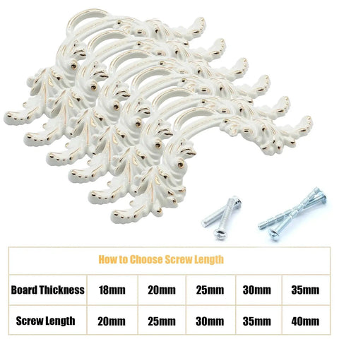 Six Piece Vintage Cabinet Handles Set For European Style Shabby Chic Furniture Drawer Pulls White And Gold Edge Zinc Alloy Rust Resistant Durable Dresser Hardware For Cabinets, Dressers And Wardrobes