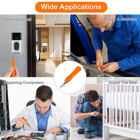 Doorbell Screwdriver Replacement With WiFi Password Reset And Battery Swap Easy To Use Handle In Bright Orange for all models.