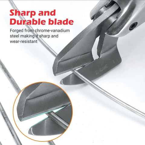 Close-up of sharp blade on sheet metal cutter drill attachment for electric drills, heavy duty shear for cutting iron and aluminum.