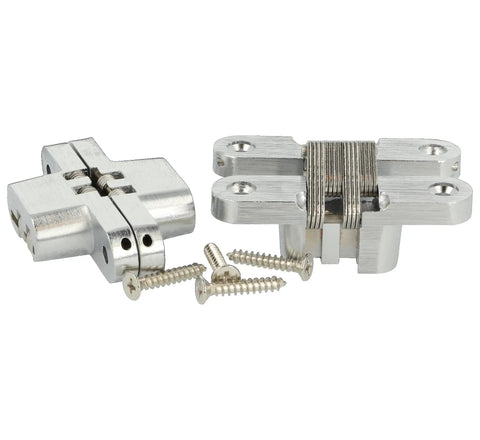 Invisible Zamak Cross Hinge Set Concealed 180 Degree Hinge With Stainless Steel Look Pack Of 2 Includes Screws 70mm Inlet