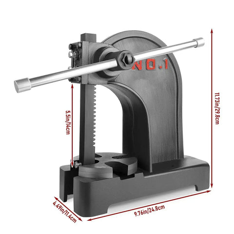 Beefy 1 Ton Manual Arbor Press with Hand Wheel for Desktop Punching, Stamping, Bending, Forming Leather and Metal, Heavy Duty Tool