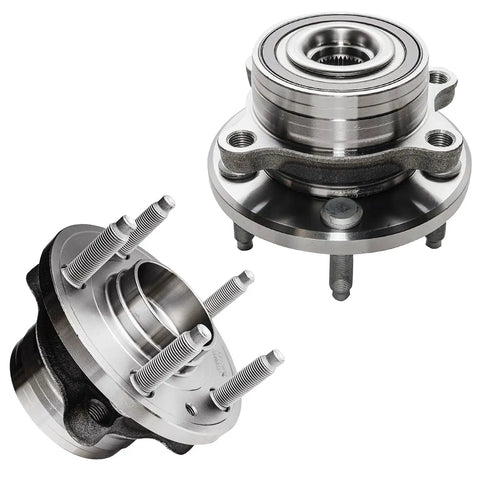 Wheel Bearing Hubs Assembly Front And Rear For Ford Explorer 2011-2019 And Police Interceptor Utility 2013-2019 4 Pack Replacement Kit With 5 Lug Hubs, showing metal hub assembly with bolts and ABS compatibility.
