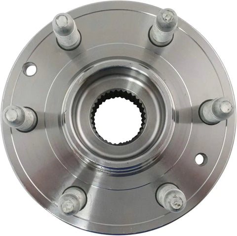 Front view of Front Wheel Bearing And Hub Assembly Set For Driver And Passenger Sides 2 Piece Replacement For Chevy Colorado 2015 To 2022 And GMC Canyon 2015 To 2022 Replaces BHA52140 Drop In Ready, showing steel hub with bolts.