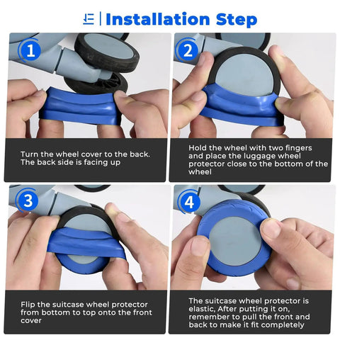 Installation steps for Upgrade Luggage Wheel Covers 8 Pack For Carry On Suitcases Wear Resistant And Anti Noise Silicone Protectors