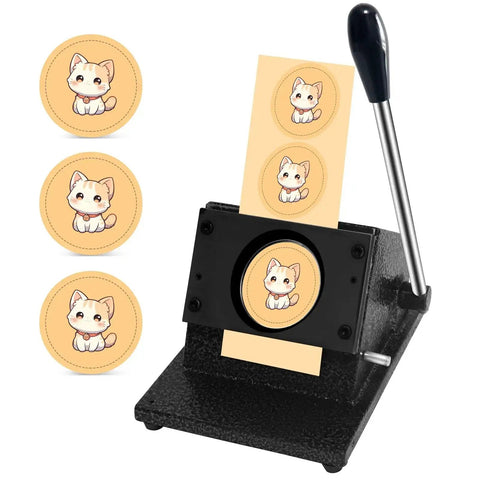 1.38 Inch Circle Paper Punch For Button Making, 35mm Die Cutter with cat badge design, for DIY crafts and 1 inch mold projects