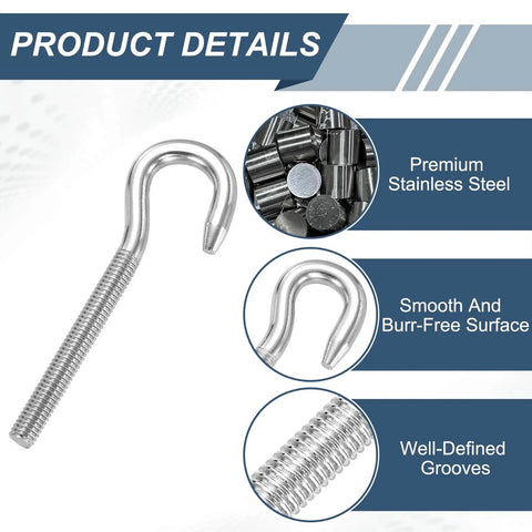 Stainless Steel M5 Lifting Shoulder Eye Bolts Set 4 Pack With Double Nuts Flat Washers And Spring Washers 60mm Length