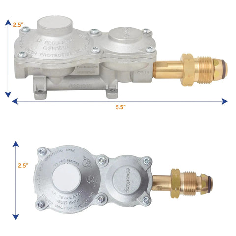 Two Stage Propane Regulator For RVs And Campers With POL Connection Ultra Compact Horizontal Design For 100Lb Tanks Heavy Duty