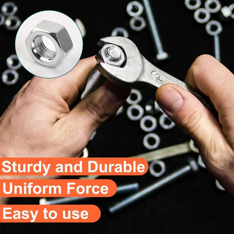 Person using wrench with nut from Premium Galvanized Bolts Nuts And Washer Set 120 Piece Kit For DIY Home Repair With 40 Bolts 40 Nuts