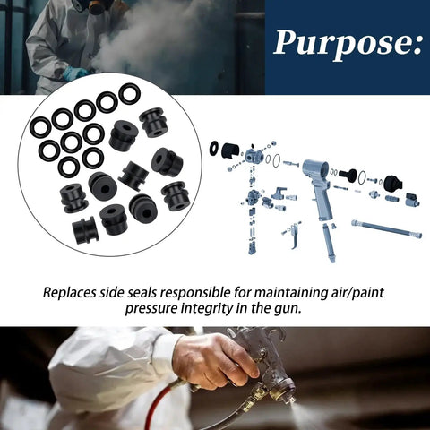 Side Seals Kit For Fusion Air Purge AP Spray Gun 246348 249990 Black Five Pack Durable Wear Resistant Seals And Rubber O Rings