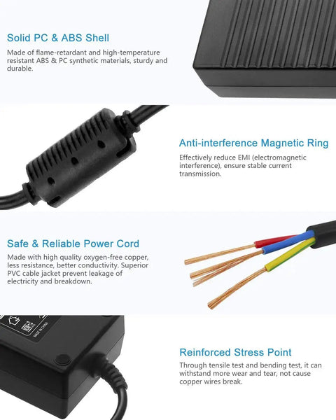 12V Power Supply 10A 120W AC Adapter Universal 100-240V 50/60Hz DC Converter with 5.5x2.5mm Output components shown