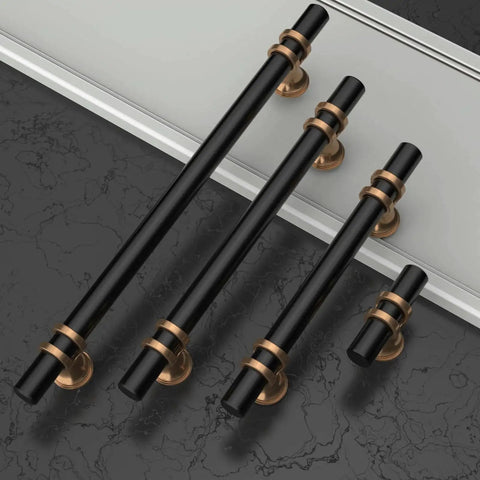 10 Pack Champagne Bronze And Matte Black Zinc Cabinet Knobs For Kitchen Cabinets And Dresser Drawers Durable Hardware Set displayed on dark surface