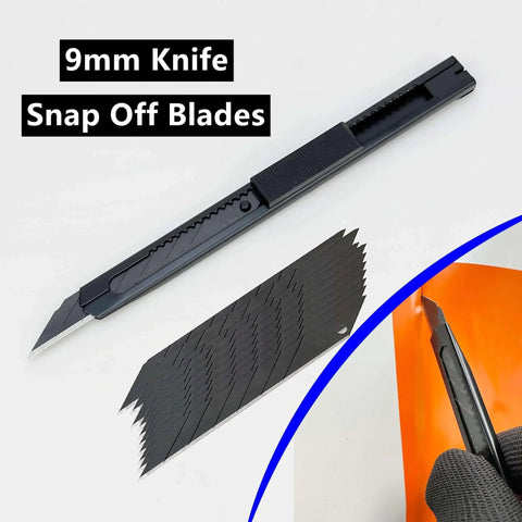 9mm snap off blade knife from Pro Grade Car Vinyl Wrap Tools Kit With Two Pairs Gloves, 4 Inch Felt Squeegee, Scraper, Edge Trimmer