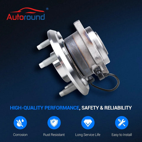 Rear Wheel Bearing And Hub Assembly With ABS, 5 Lug, Fits Chevy Equinox 2007-2009, side view with visible lug bolts.