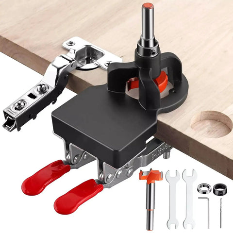 35mm Concealed Door Hinge Jig for Precise Cabinet Installations with Pro Grade Aluminum Frame and Adjustable Double Clamping Plates