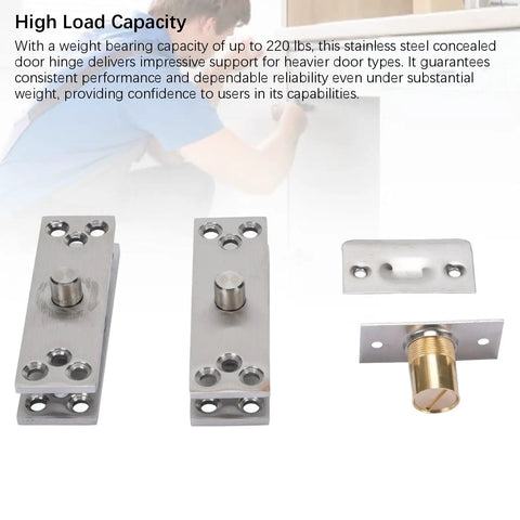Hidden Door Hinge 360 Degree Pivot Beefy Heavy Duty Concealed Hinge for Bookcase and Murphy Doors, stainless steel parts.