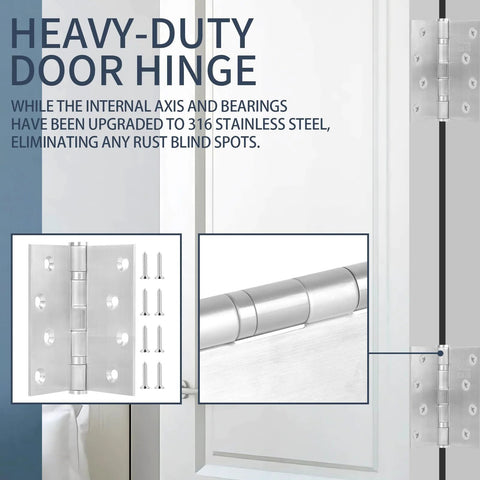 XinSheng 3-pack 4x4 inch stainless steel door hinges with ball bearings, rust-proof marine-grade