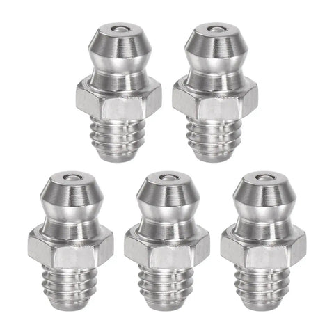 304 Stainless Steel Straight Grease Fittings M6 X 1mm Thread Hydraulic Grease Fittings Kit 5 Pieces Rust Resistant
