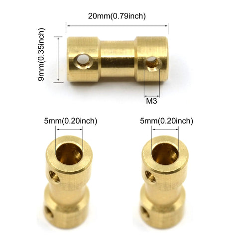Brass shaft coupling joint connector with screws for 5mm motor shafts, Befenybay 8pcs
