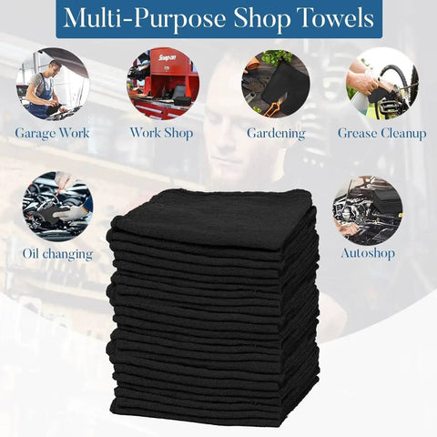 Shop Towels 50 Pack Black Terry Cloth Rags For Car Detailing And Home Cleaning Beast Absorbent Reusable And Washable
