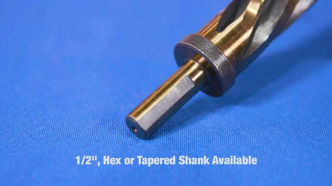 Five Eighth Inch Bridge Reamer For Construction And Hole Alignment With Half Inch Shank DWR Series Showing Tapered Shank Detail