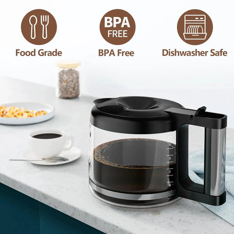 10-Cup glass coffee carafe replacement for De'Longhi COM532M; compatible with KF140, KF863 and BCO series