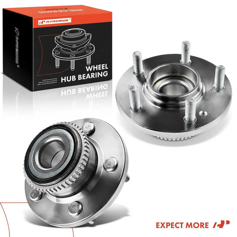 Two Rear Wheel Bearing And Hub Assembly Set With ABS Ring For Hyundai Santa Fe 2001-2006 FWD Only Direct Fit Replacement