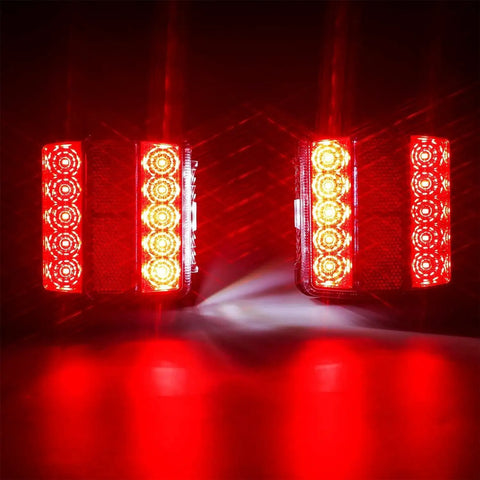 Linkitom magnetic LED trailer taillight kit, front view of two red light bars, 24 ft cable with 7-pin plug for trucks
