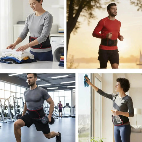 People wearing Cordless Heating Massage Belt With 3 Heat Settings And 5 Vibration Modes 10000mAh Rechargeable Battery