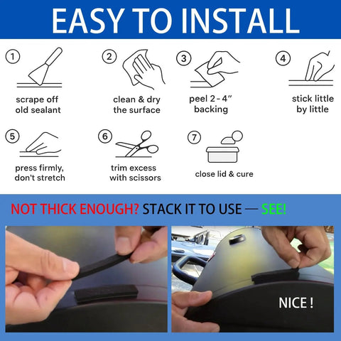 Installation steps for Smoker Gasket Seal Half Inch By One Eighth Inch Self-Adhesive High Temp Black Felt 20 Ft Roll for BBQ grills.