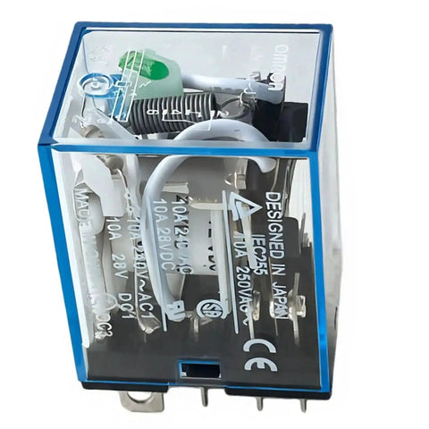 12V DC DPDT Power Relay With LED Indicator Beefy 10A At 250VAC Or 30VDC 8 Pin Plug In Base Form C Contacts Ice Cube Housing