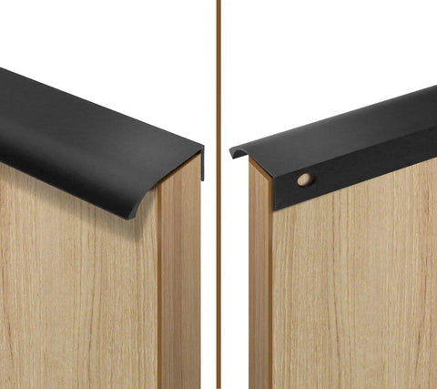 12 Piece 150mm Aluminum Concealed Finger Edge Pulls For Cabinets And Drawers With Mounting Screws Black Finish close-up view.