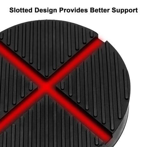 Close-up of Floor Jack Pad Rubber Cushion Protector For Pinch Weld And Frame Rail with slotted design for support