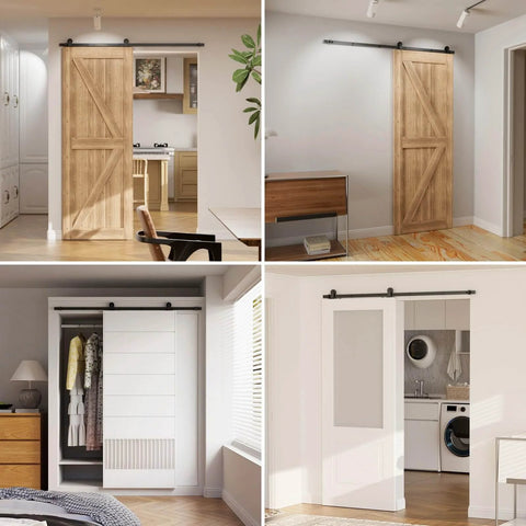 10 Ft Sliding Barn Door Hardware Kit For A Single Wood Door Heavy Duty Black T Shaped Track System DIY Home Renovation