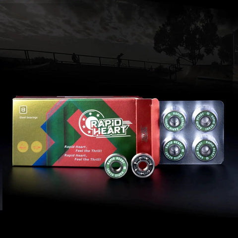 608 2RS Precision Steel Green Bearings 8 Pack For Skateboards Longboards Inline And Roller Skates