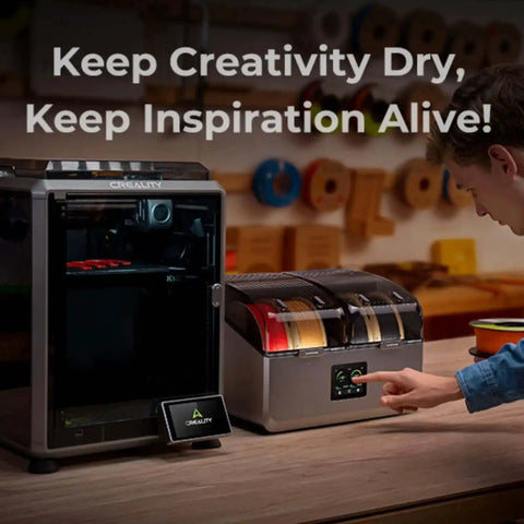Four Spool Filament Dryer Box With Dual Heating Chambers And 200W PTC Rapid Heater, person operating the one button control