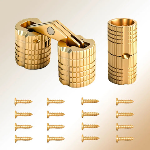 8mm Sleek Dope Hidden Brass Barrel Hinges Set With 180 Degree Opening For Jewelry Boxes And Small Wooden Boxes Concealed Rust Resistant Solid Brass Hardware Includes Installation Screws For DIY Box Projects