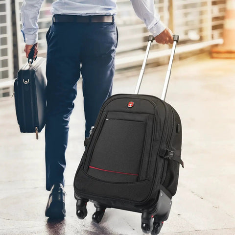 Underseat Rolling Backpack With Wheels For Air Travel Airline Approved Personal Item 18x14x8 with laptop compartment