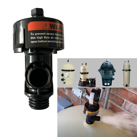 High-flow air relief valve for pool and spa filters, black plastic, Amazon brand, 1-pack, compatible with 190058 pressure gauge