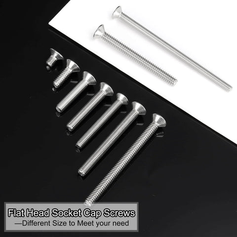 M2 By 6mm Flat Head Socket Cap Screws 100 Pack Durable 304 Stainless Steel 18 8 Machine Screws Flat Countersunk Bolts displayed