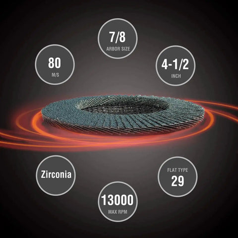 Heavy Duty Flap Discs Set For Metal Wood Concrete With Four And A Half Inch Size And Seven Eighths Inch Arbor T29 Zirconia Grinding Wheel