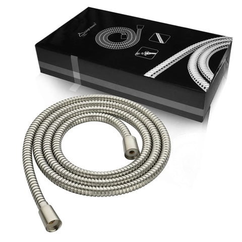 Shower hose for hand-held showers, 79-inch stainless steel, brushed nickel finish with brass insert