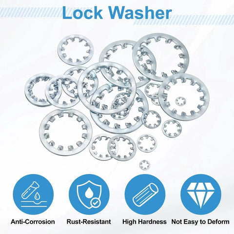 Internal Tooth Lock Washer 10 Pack In 304 Stainless Steel For Heavy Duty Fasteners Multi Tooth Star Locking Washer Silver Tone