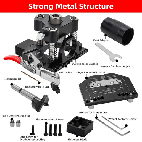 3 Axis Concealed Hinge Jig Ultra With Extra 35mm Hinge Hole Drill Guide And Quick Clamp For Metal Cabinet Doors Workhorse