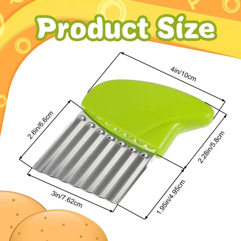 Two Pack Crinkle Cutter Set For Potatoes And Vegetables Stainless Steel Waffle Fry Cutters For Making Waffle Fries Carrot Chips And More Durable Kitchen Knife With Safe PP Handle In Green And Blue