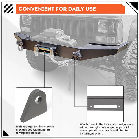 Image of DIY Front Bumper Bare Metal Kit For 1984-2001 Jeep Cherokee XJ Winch Mount Plate with visible components and features.