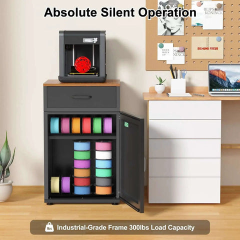 Huge 180L Industrial Sealed Storage Cabinet for 3D Printer Filament with Built-In Dehumidifier next to desk