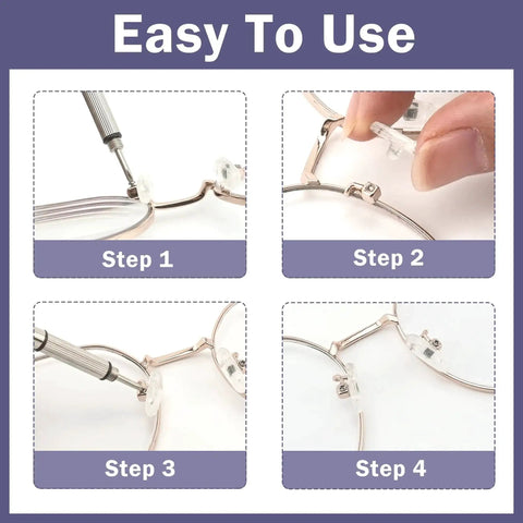 Easy to use steps for 3 In 1 Glasses Repair Kit With Mini Portable Screwdrivers On Keyring Flat Head Phillips And Hex Driver Handy Tiny Tools.