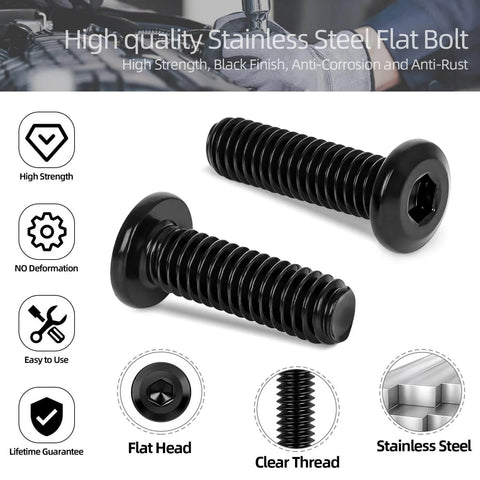 30 Pcs 1/4-20 X 1/2 Flat Head Socket Cap Screws Set With 304 Stainless Steel Black Coating Full Thread Furniture Bolts Display