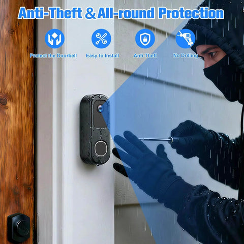 No Drill Adhesive Doorbell Mount For Arlo Video Doorbell 2K HD 2nd Gen, Anti Theft Mount Bracket Keeps Sensor Clear installed on door frame
