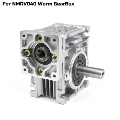 Double Output Shaft For NMRV Worm Gearbox Type NMRV40 RV040 Nema 34 Stepper Motor, silver alloy construction, front view